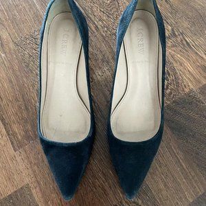 JCREW Black Pointy Toe leather Suede Stiletto Pumps Heels (Size: 6.5)